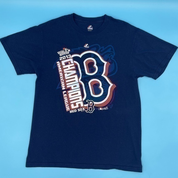 2013 Majestic MLB World Series Champions Boston Red Sox T-Shirt - Picture 1 of 3